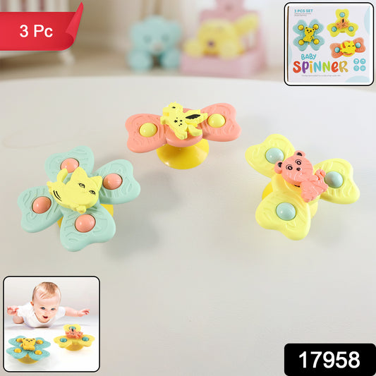 Buzzy Baby Spinner Toy Set  Suction Cup Spinning Toys (3 Pc Set)