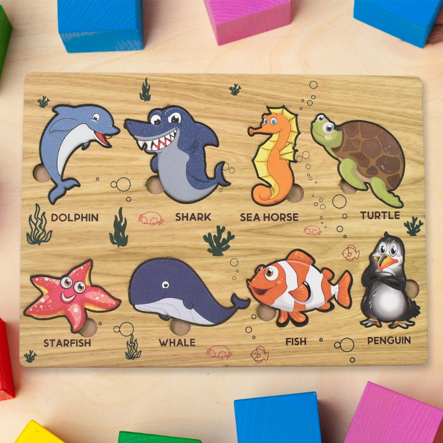 Wooden Puzzle Learning Board For Kids - (1 Pc  Mix Design  Random)