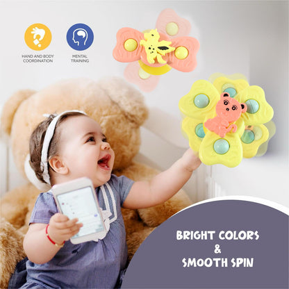 Buzzy Baby Spinner Toy Set  Suction Cup Spinning Toys (3 Pc Set)