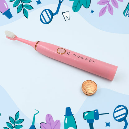 Adult Waterproof Electric Toothbrush With Extra 4 Toothbrush Head (1 Pc  Usb Charging Operated  Mix Colour)