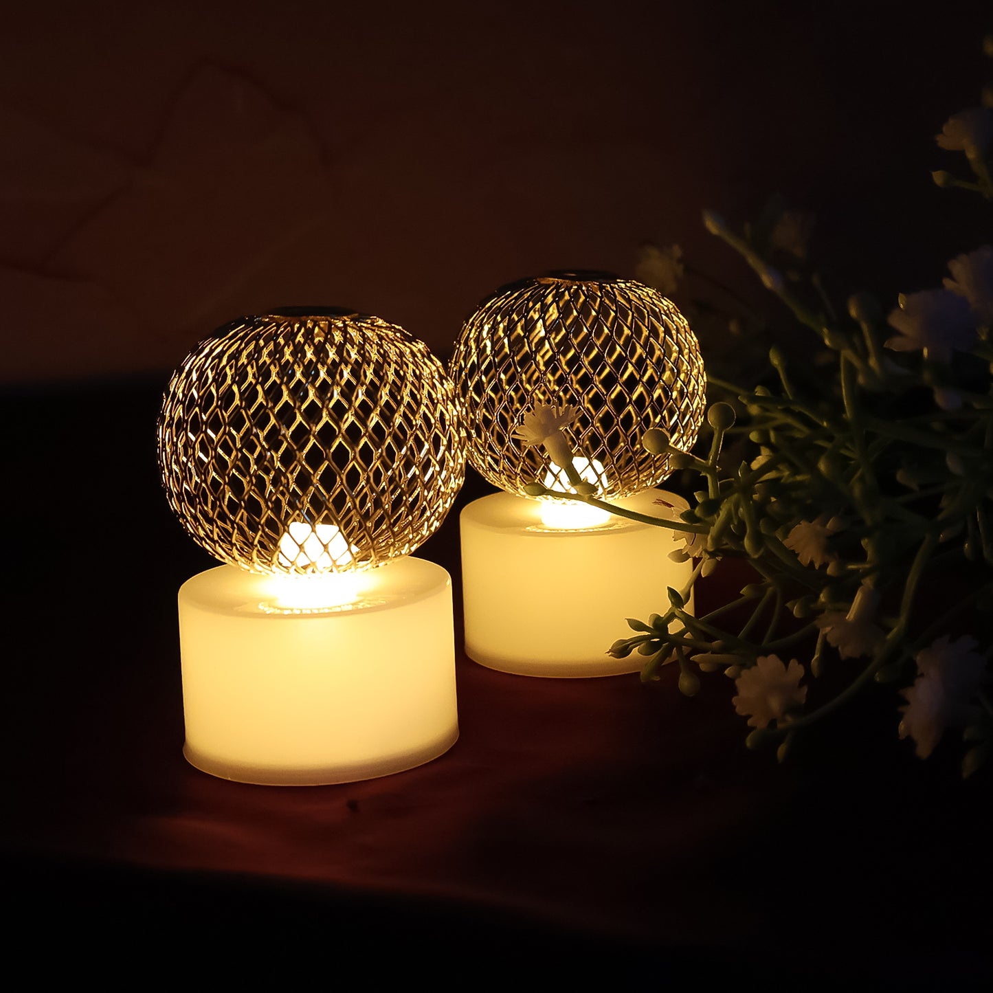 Led Ball Shaped Decorative Light With Mesh Cover (5 Pc  Set)