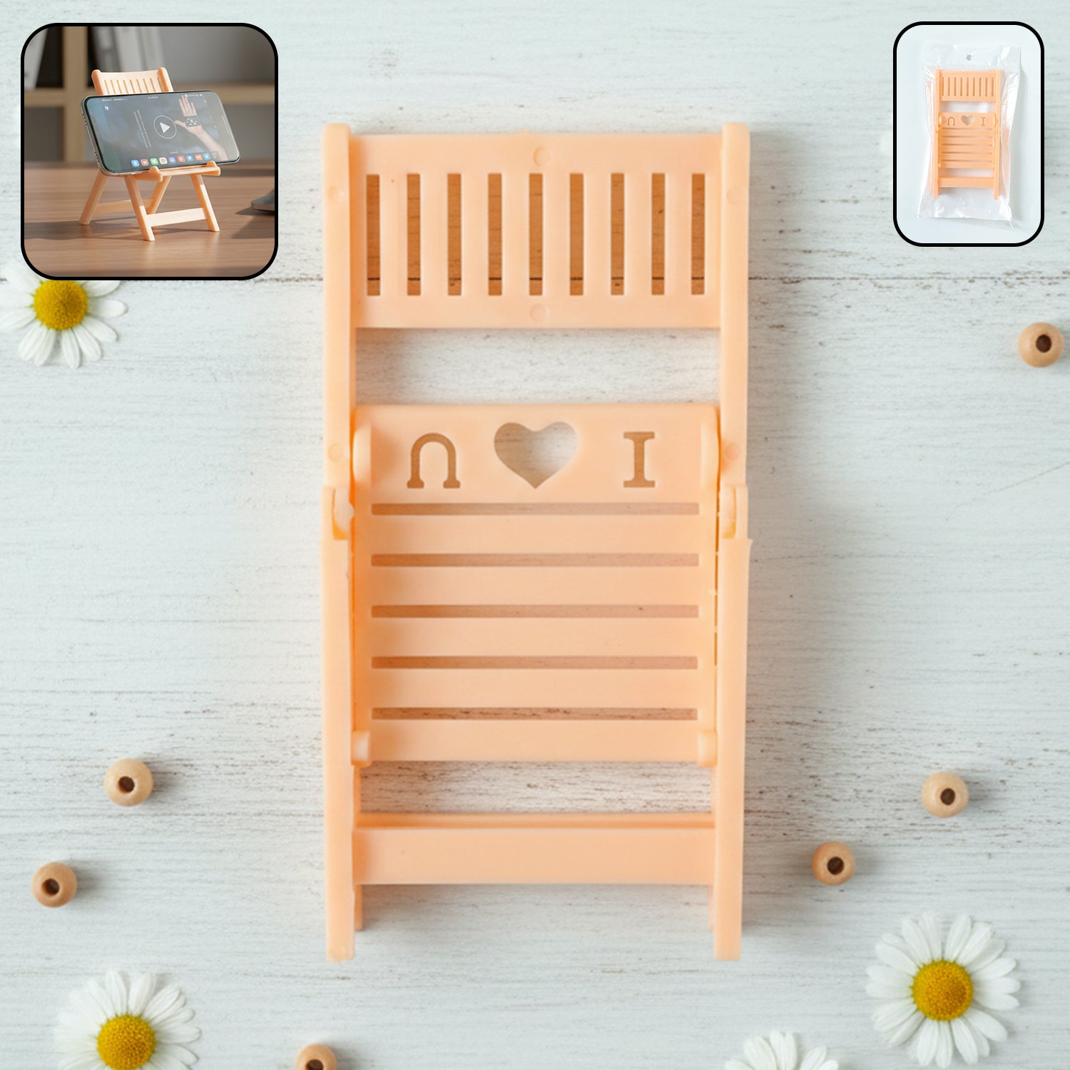 Mini Chair Shape Mobile Stand Holder (1 Pc  Peach Color)