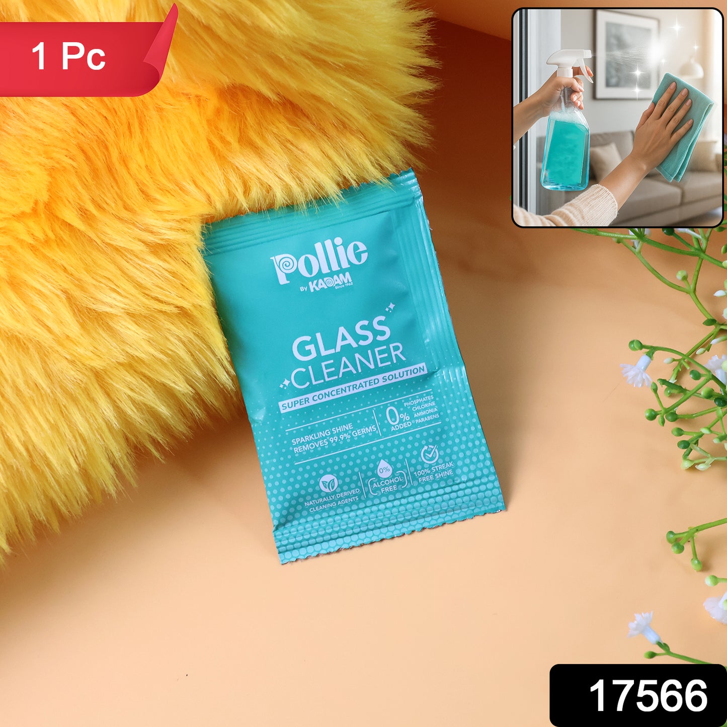 Pollic Kadam Concentrated Glass  Mirror Cleaner Sachet (15 Gm)