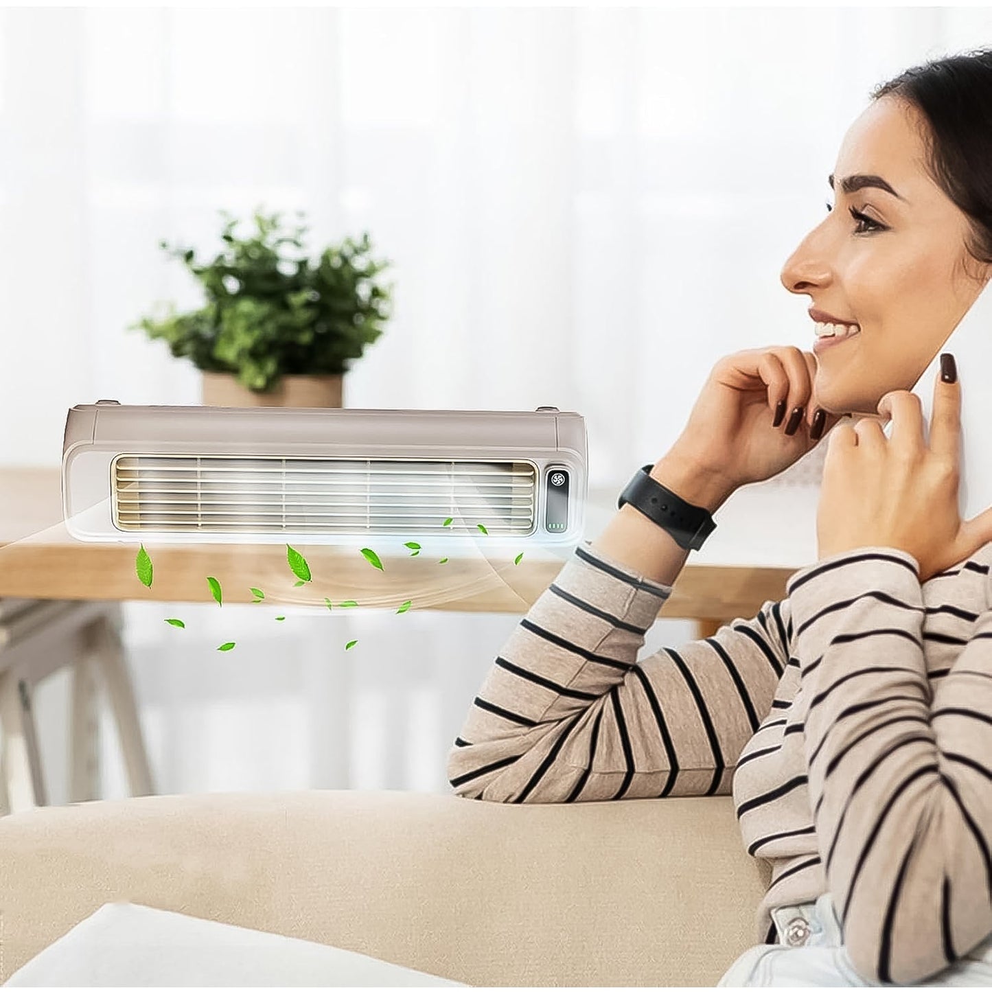 Portable Air Conditioning Cooling Fan (1 Pc With 2 Pc Adhesive Hook)