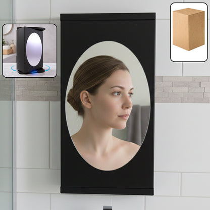 Wall Mounted Black Rotating Storage Cabinet Organizer (1 Pc 22x42 Cm)