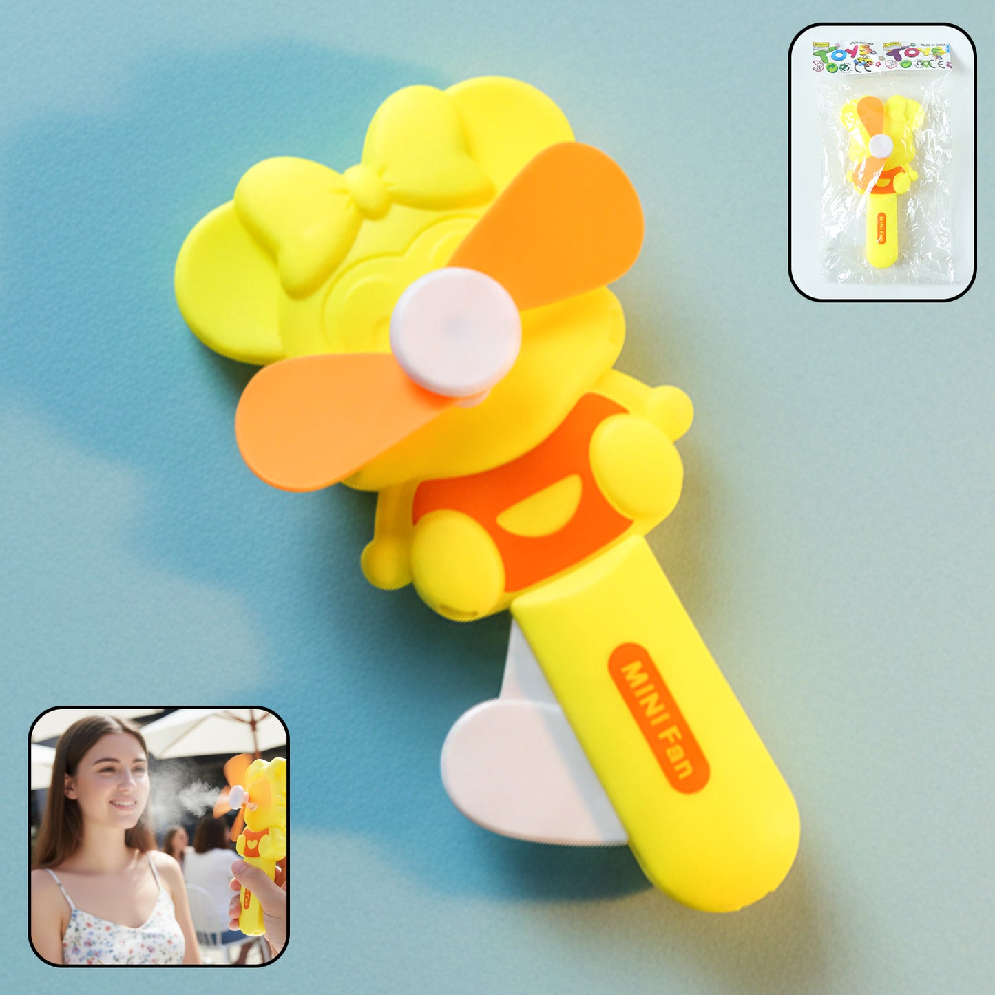 Hand Press Mini Portable Fan Toy (1 Pc Mix Color  Design)