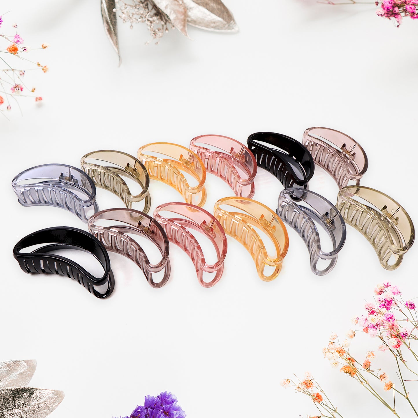 Plastic Hair Clamp Grip Simple Matte Hair Barrette Clamp (12 Pc)