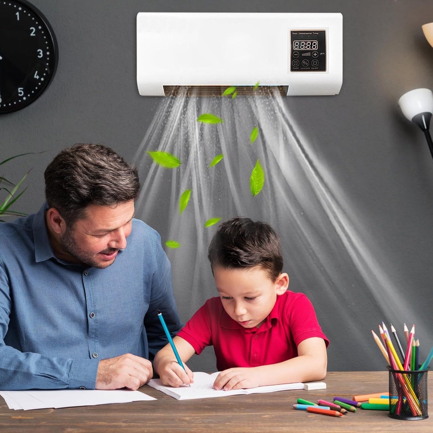 Wall Mounted Air Conditioner Fan Cooling And Heating Dual Purpose Small Air Conditioning Fan With Remote Control