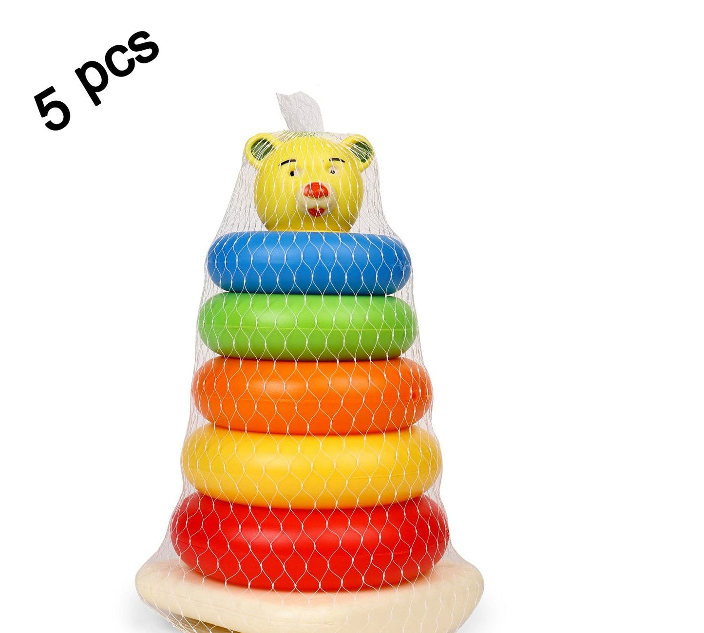 Plastic Baby Kids Teddy Stacking Ring Jumbo Stack Up Educational Toy 5pc