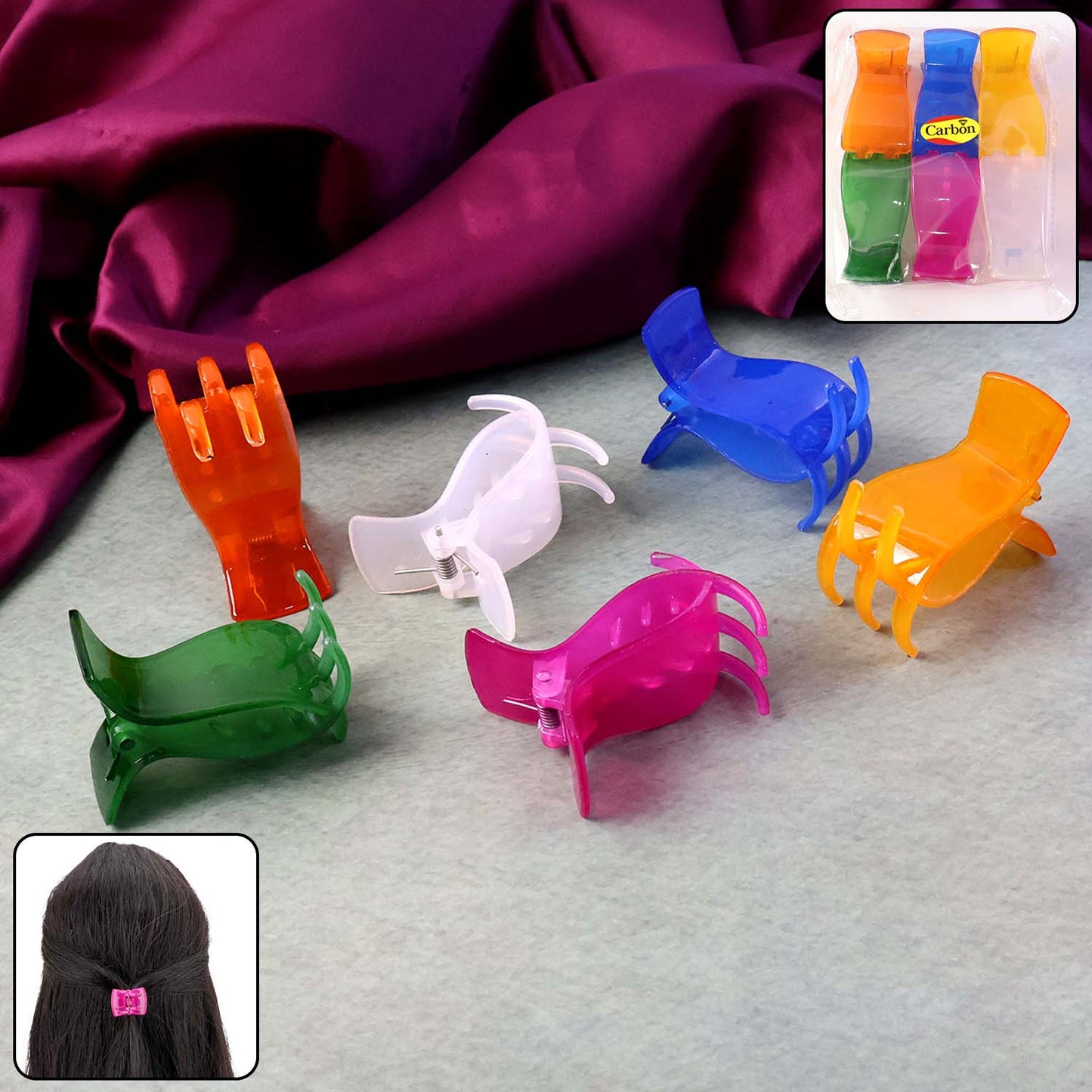 Mini Hair Claw Clips For Girls  6 Pc Colorful Small Hair Clamps