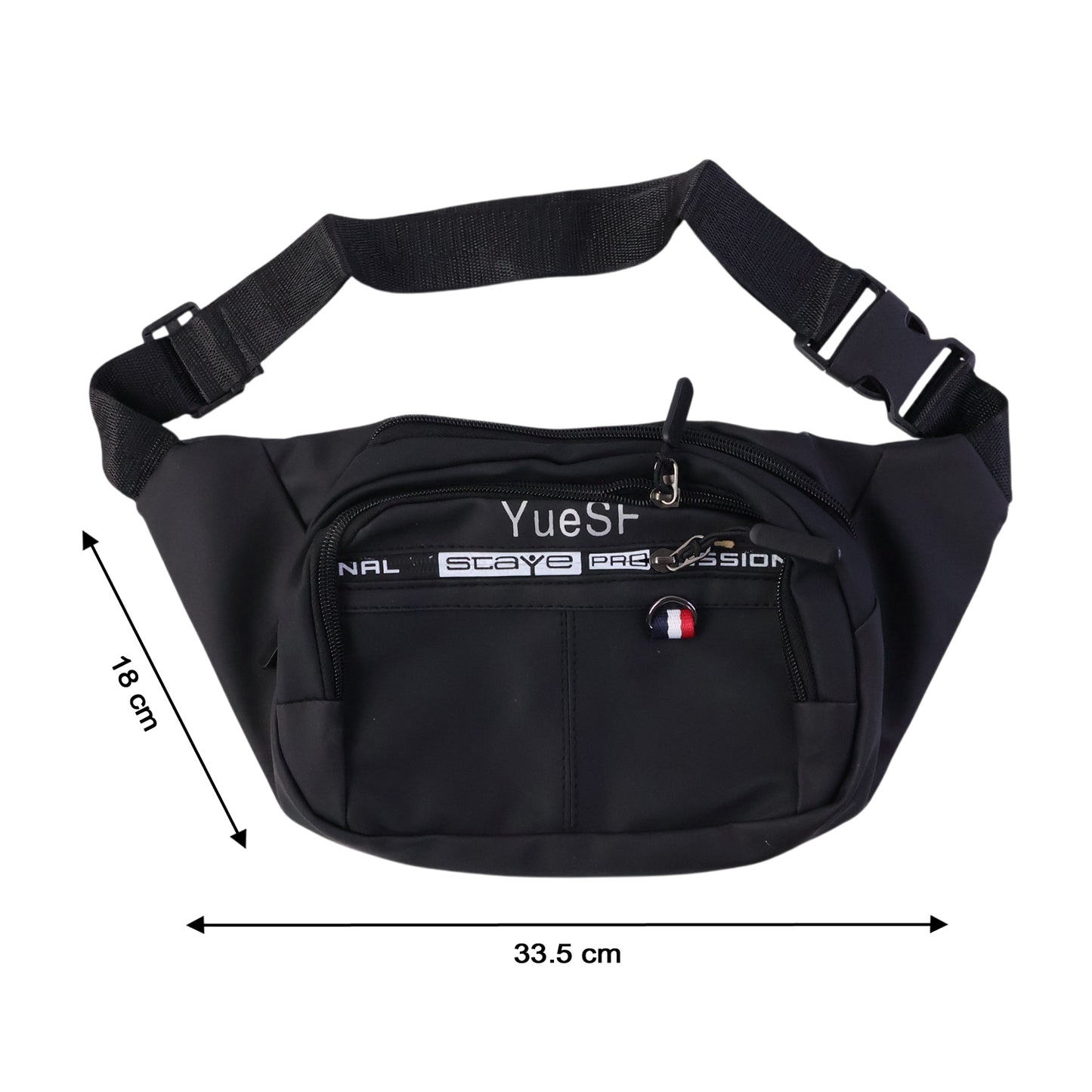 Stylish Multi-pocket Black Waist Bag  Fanny Pack (1 Pc)