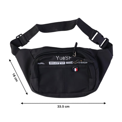 Stylish Multi-pocket Black Waist Bag  Fanny Pack (1 Pc)