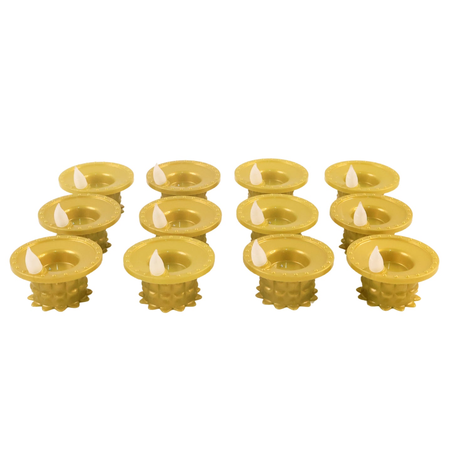 Set Of 12 Water Sensor Led Golden Diyas