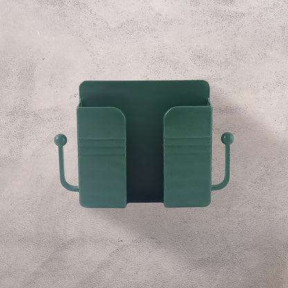 Wall-mounted Mobile Charging Holder With Dual Hooks (1 Pc)