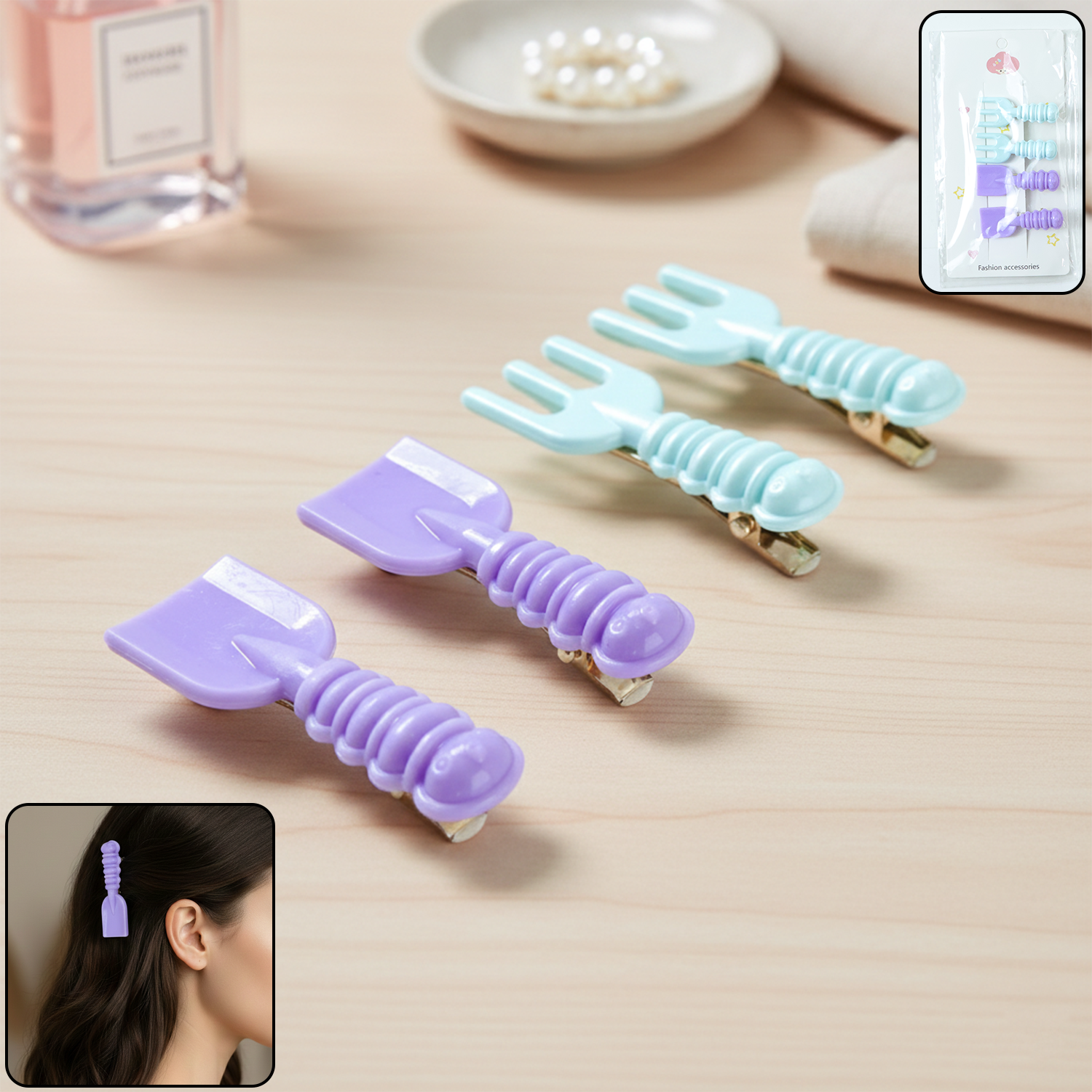 Cute Mini Tool-shape Decorative Hair Clips (4 Pc)