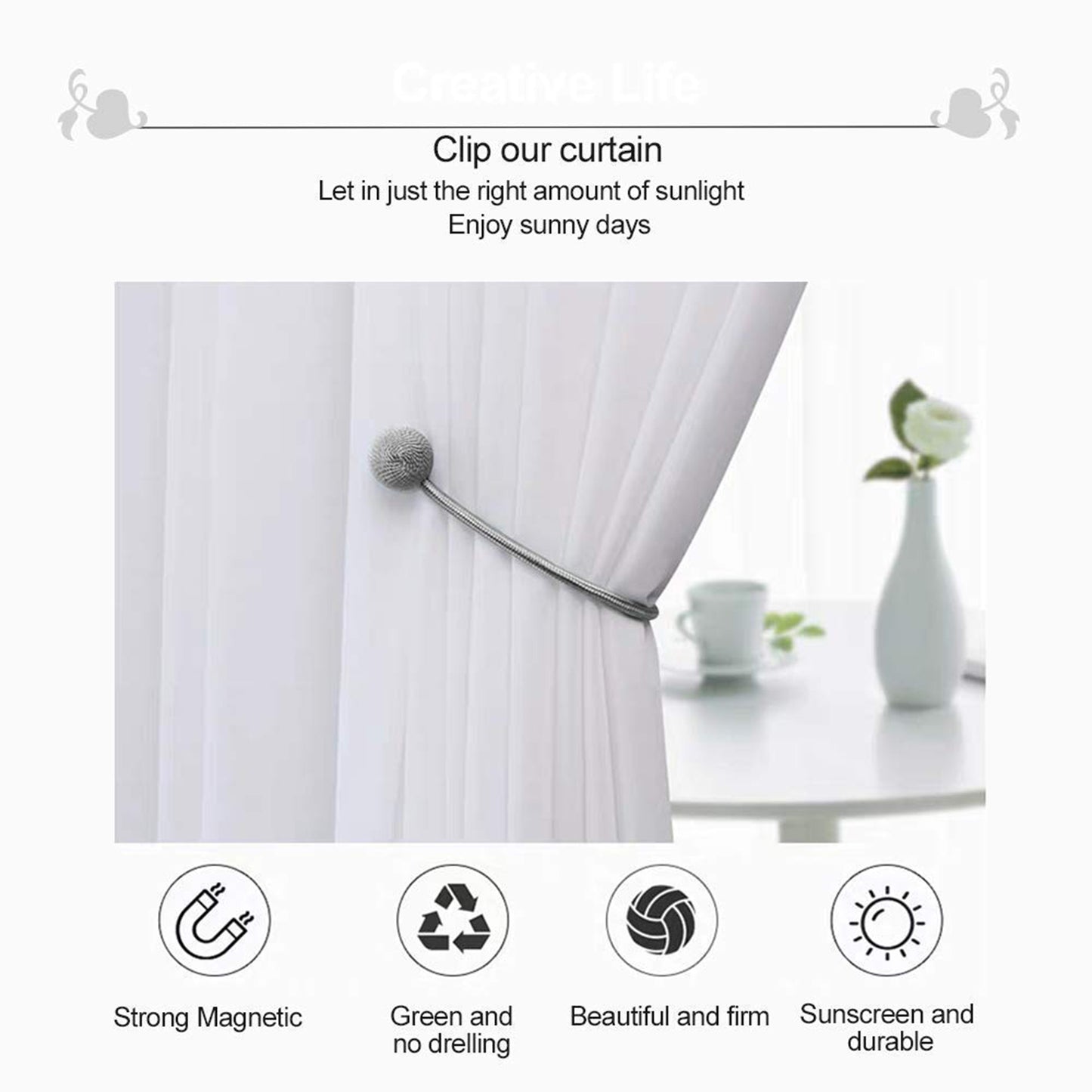 Magnetic Curtain Tiebacks - (2 Pc  Set)
