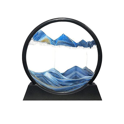 8781 Moving Sand Art Picture Decor 3d Deep Sea Sandscape Liquid Motion Round Glass Frame Display Flowing Sand Relaxing Gift For Kids Adults Painting Artistic Sandscape For Home Office Ornament Desktop Art Bookshelves Decoration (1 Pc )