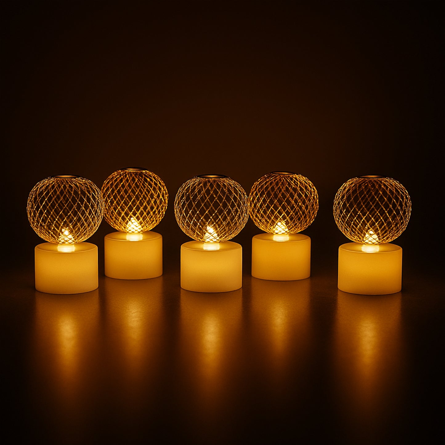 Led Ball Shaped Decorative Light With Mesh Cover (5 Pc  Set)