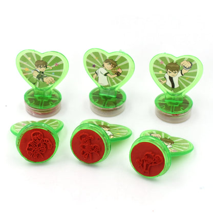 4804 Unique Cartoon Character Heart Shape Stamps 6 Pieces For Kids Motivation And Reward Theme Prefect Gift For Teachers Parents And Students (Multicolor)