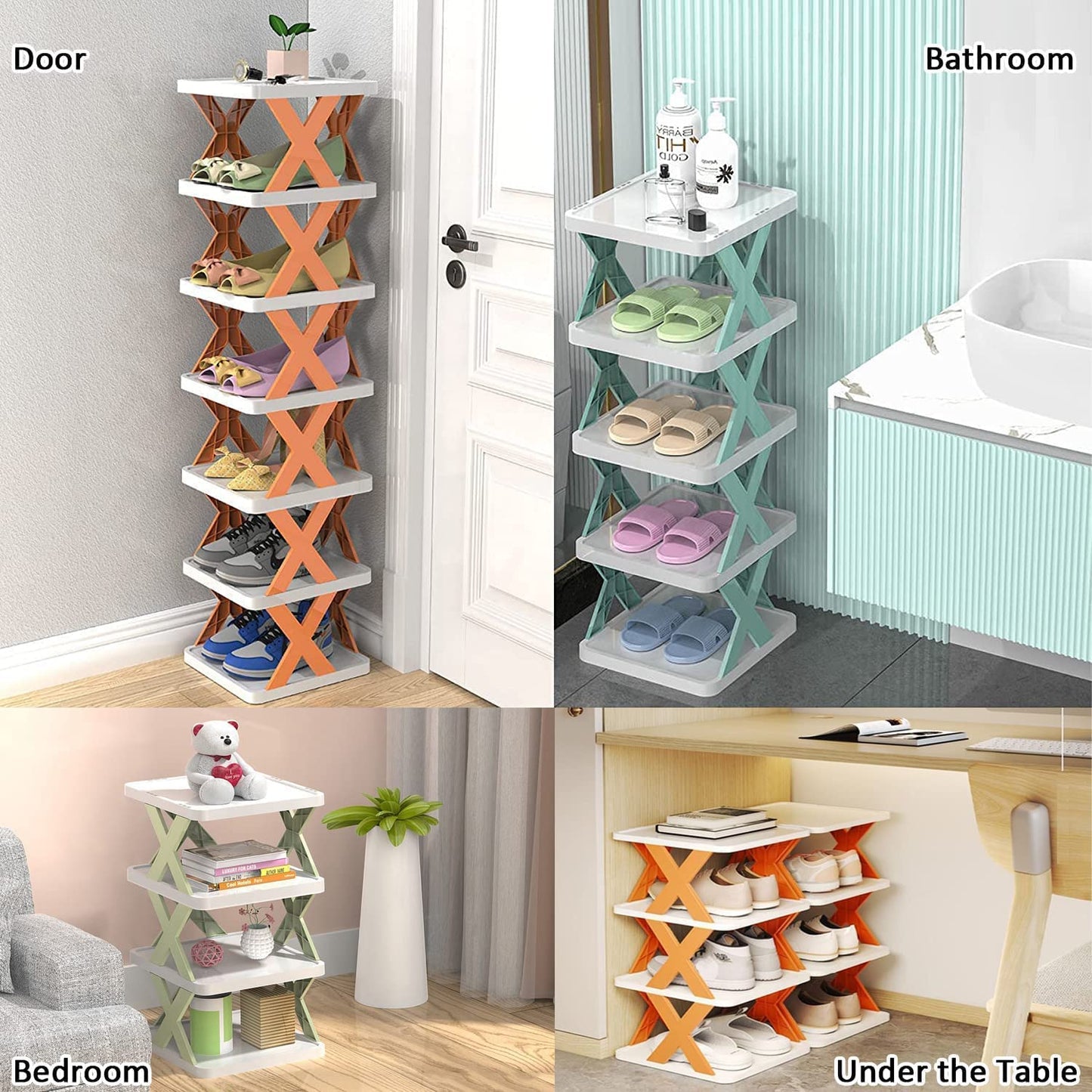 9098  Smart Shoe Rack With 8 Layer Shoes Stand Multifunctional Entryway Foldable  Collapsible Door Shoe Rack Free Standing Heavy Duty Plastic Shoe Shelf Storage Organizer Narrow Footwear Home