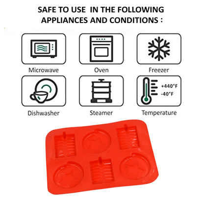 6 cavity Chocolate Mould Tray  Cake Baking Mold  Flexible Silicon Ice Cupcake Making Tools