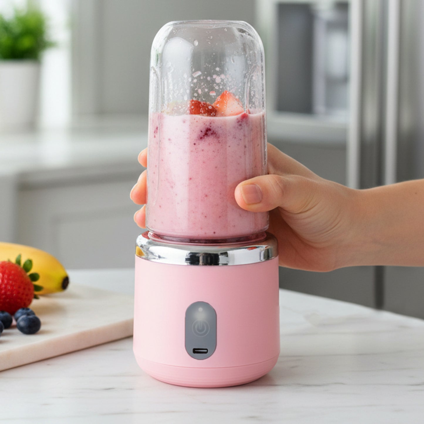Portable Usb Rechargeable Electric Mini Juicer Blender (1 Set 400ml Capacity)