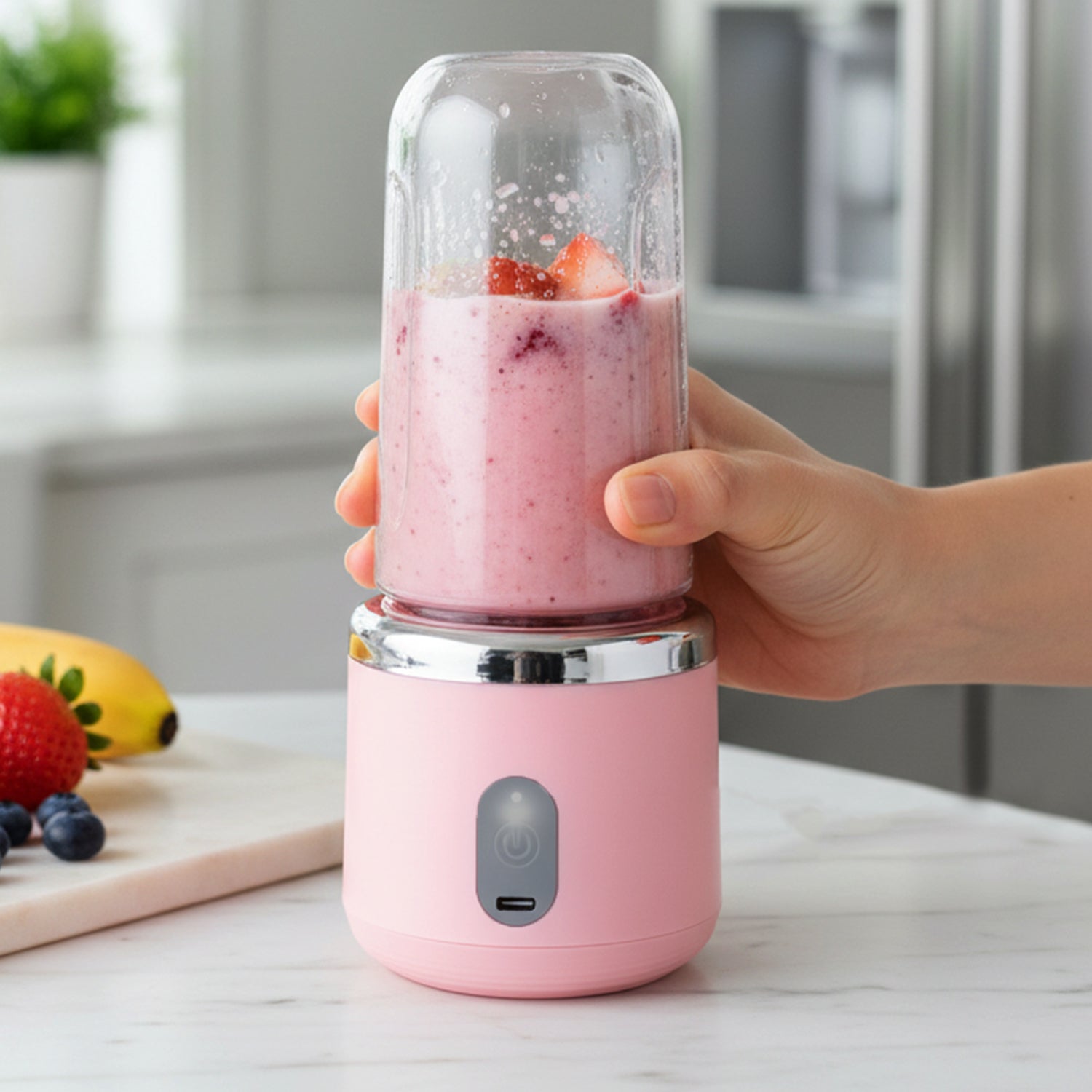 Portable Usb Rechargeable Electric Mini Juicer Blender (1 Set 400ml Capacity)