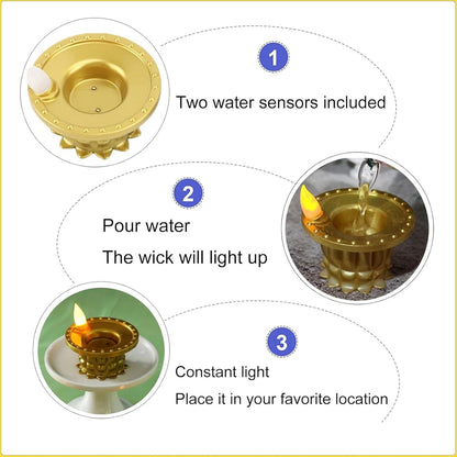 Set Of 3 Water Sensor Led Golden Diyas