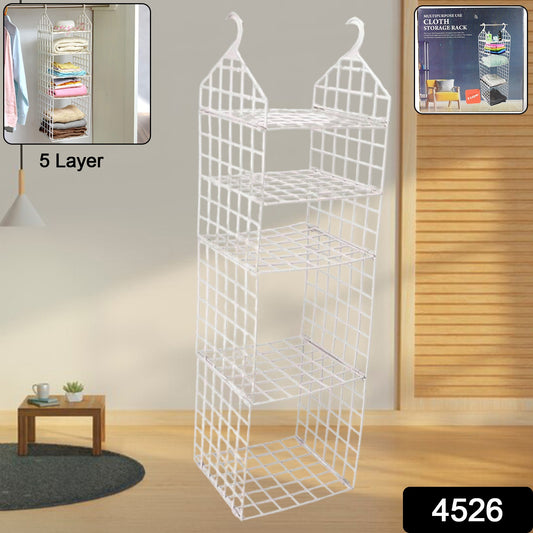 4526 Multipurpose 5 Layer Folding Clothes Storage Rackscloset For Students Wardrobe Shelves Socks Scarf T-shirt Etchanging Organizer Storage Holders  Racks