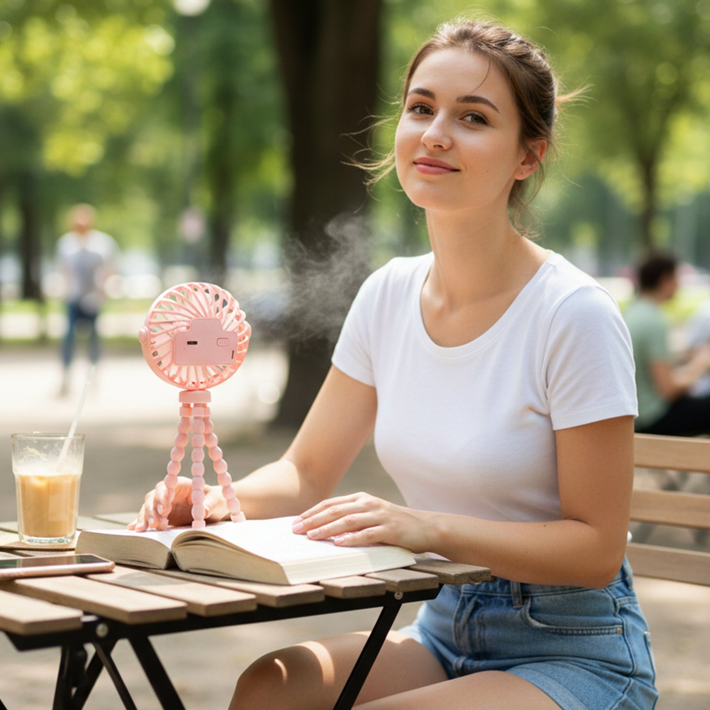 Portable Rechargeable Led Light Fan With Flexible Tripod Stand (1 Pc)