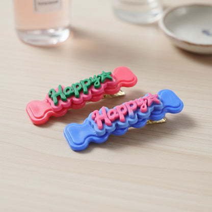 Cute Happy Bone-shaped Snap Hair Clips Set (4 Pc)