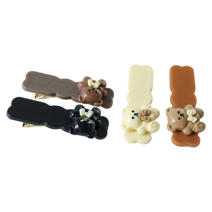Cute Teddy Bear Decorative Snap Hair Clips Set (4 Pc)