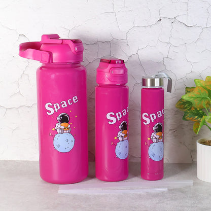 Space Theme Printed Water Bottles  2000ml 900ml  300ml Approx- (Set)