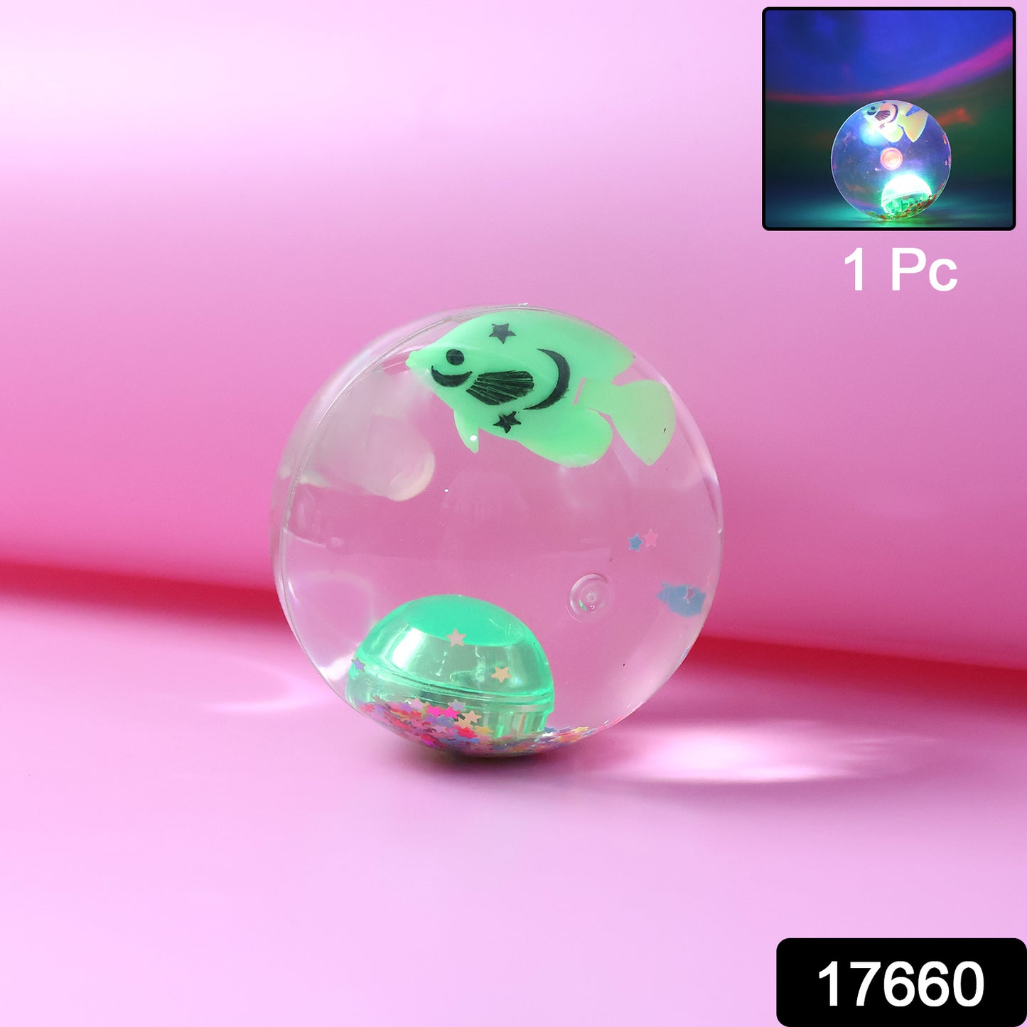 Light-up Bouncy Fish Ball  Impact-activated Led Flashing Sensory Toy (1 Pc)