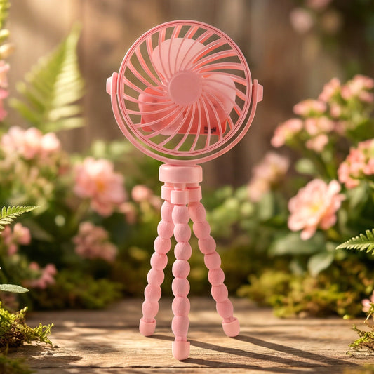 Portable Rechargeable Led Light Fan With Flexible Tripod Stand (1 Pc)