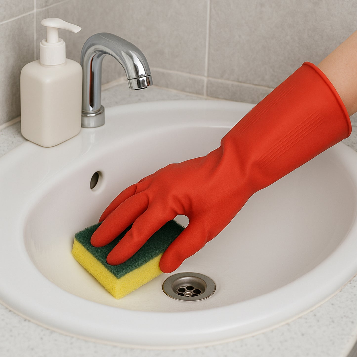 Long Cuff Multipurpose Rubber Cleaning Gloves (1 Pair Mix Color)