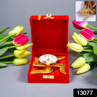 Auspicious Swastik-base Pooja Diya - (1 Pc)