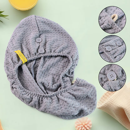 Premium Soft Microfiber Hair Drying Towel Wrap Cap (1 Pc)