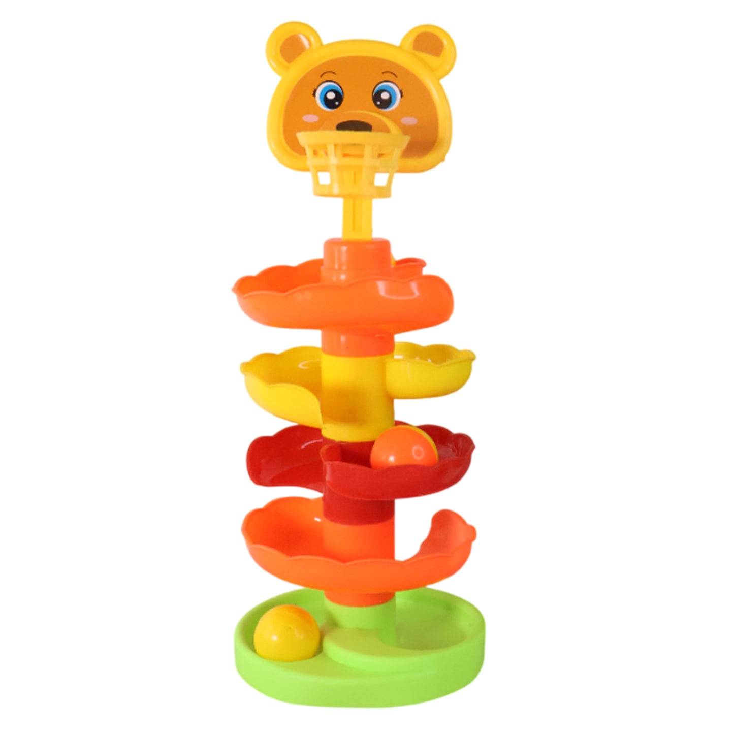 Colorful Bear Face Rolling Ball Drop Tower Toy Set