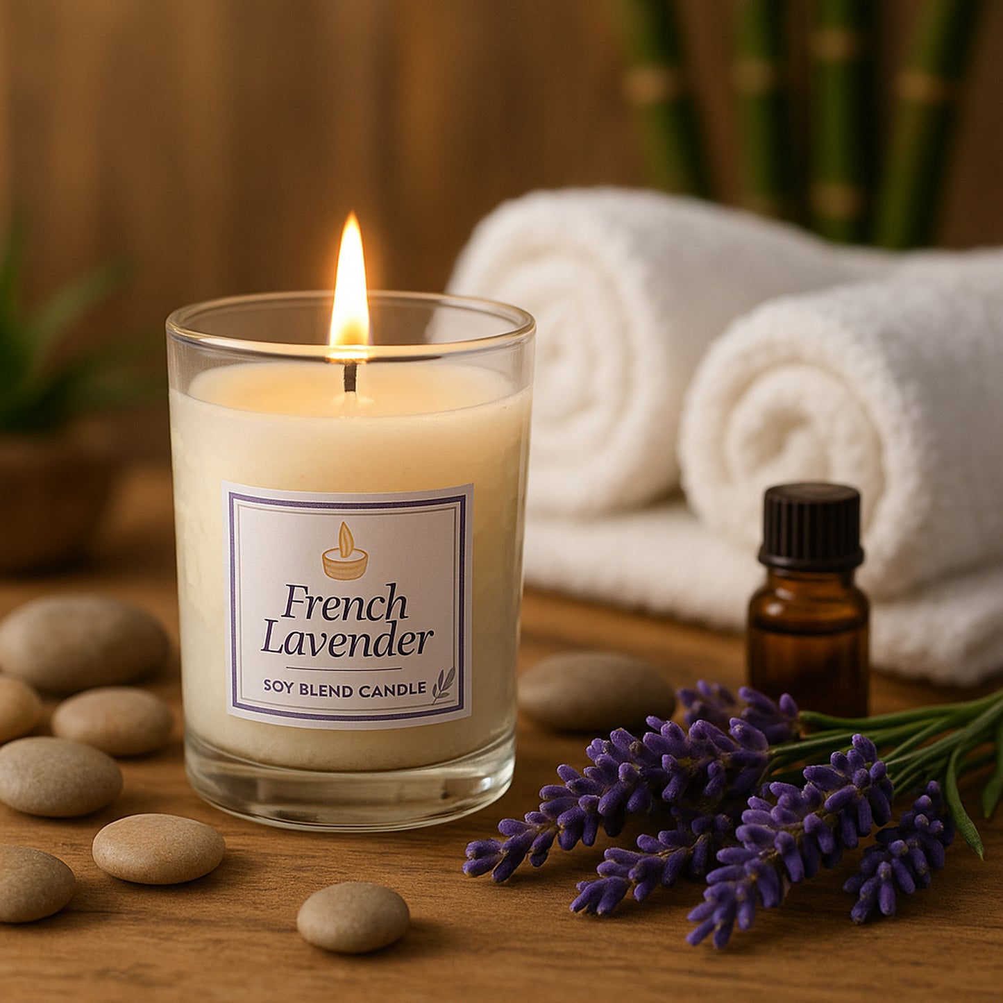 Inlief French Lavender Soy Blend Scented Candle In Glass Jar (50gm  1 Pc)