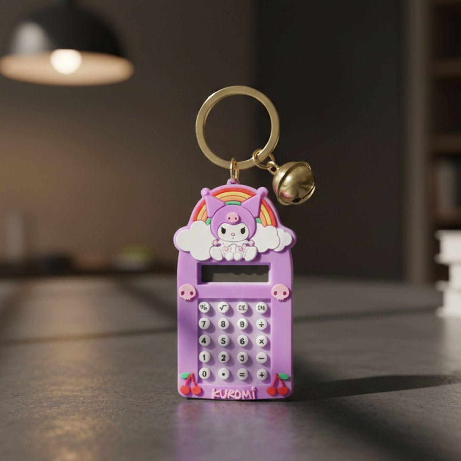 Cute Cartoon Kuromi Calculator Keychain With Mini Digital Display (1 Pc)