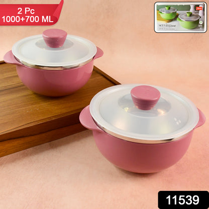 Apex Premium Plastic Serving Bowl Set With Lids (2 Pc)