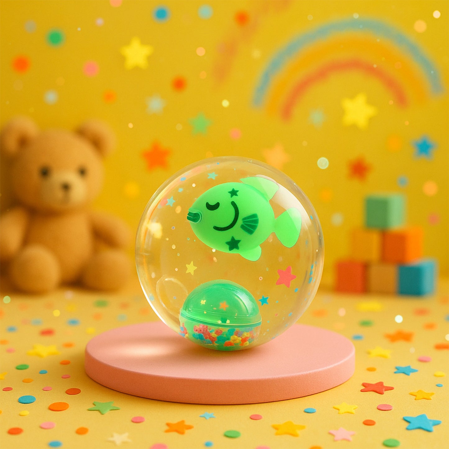 Light-up Bouncy Fish Ball  Impact-activated Led Flashing Sensory Toy (1 Pc)