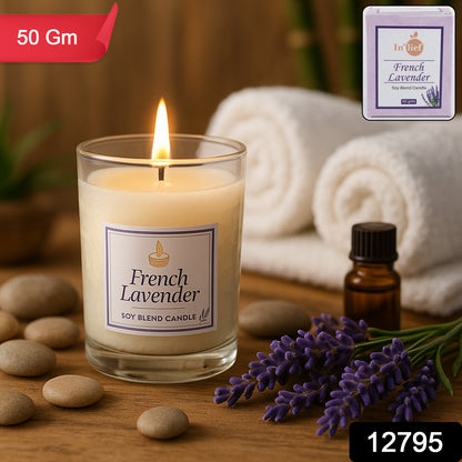 Inlief French Lavender Soy Blend Scented Candle In Glass Jar (50gm  1 Pc)