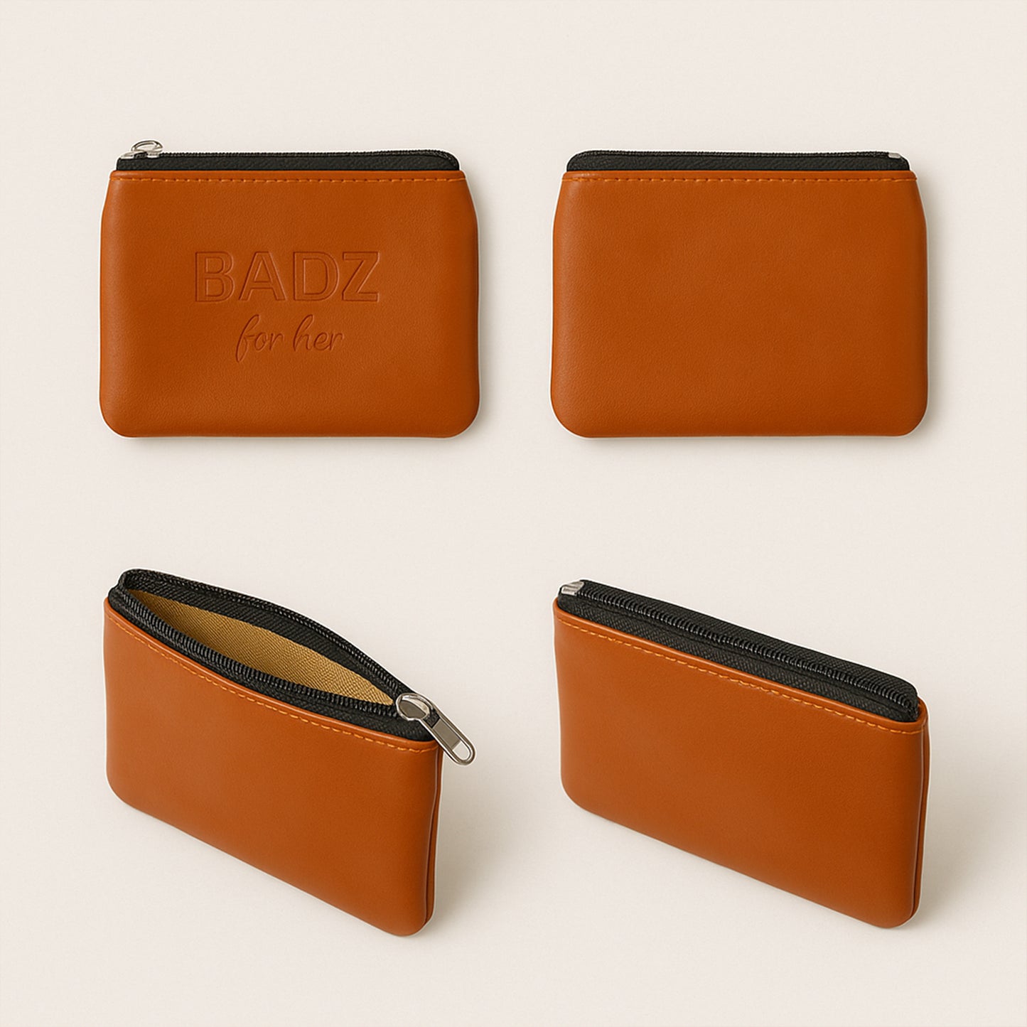 Compact Pu Leather Zipper Pouch Wallet For Women (1 Pc)